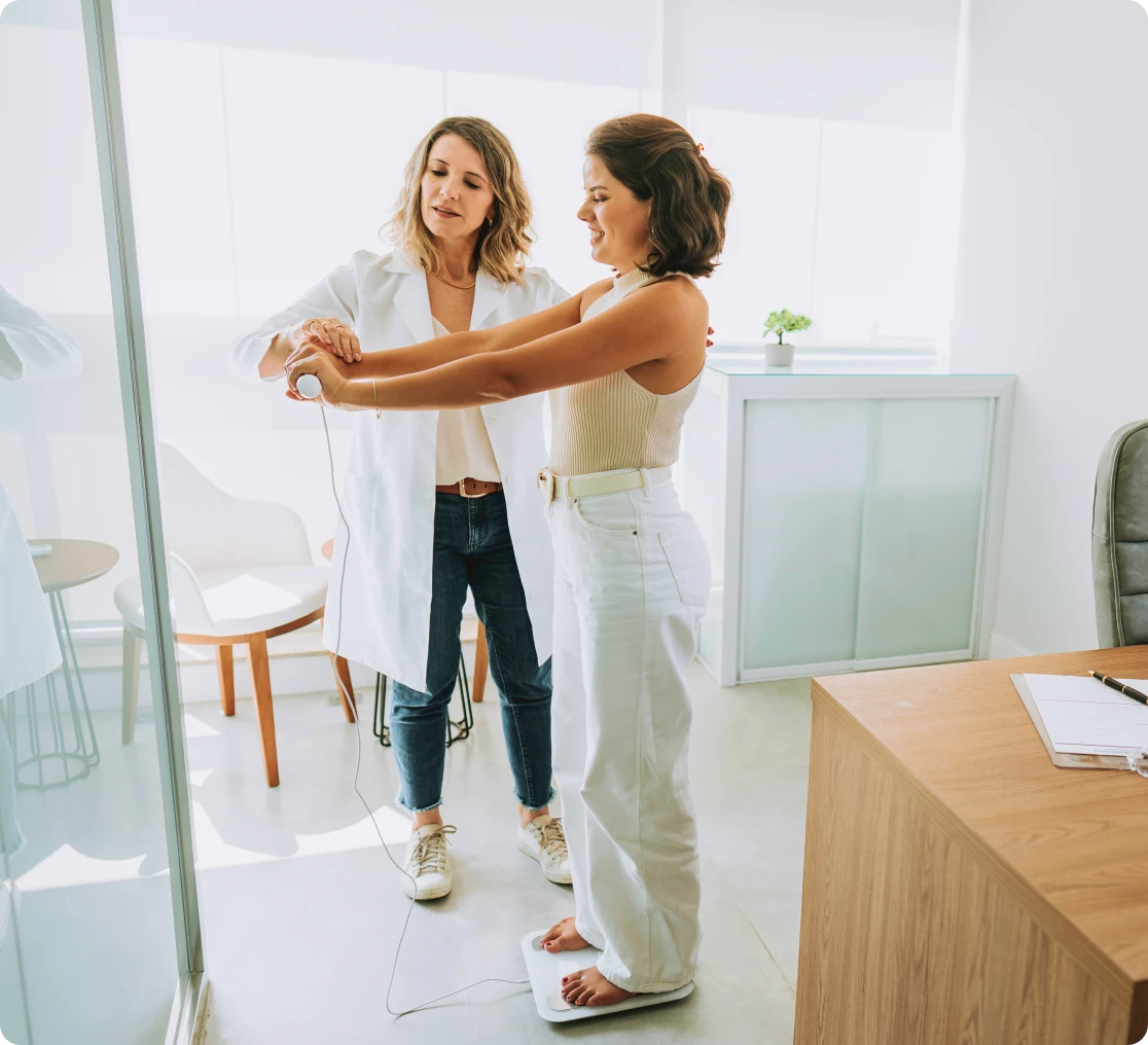 Medical consultation with digital scale